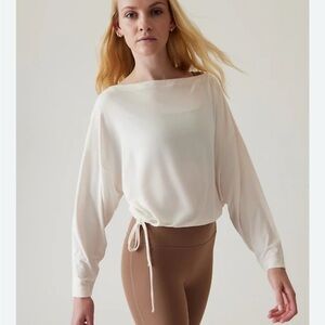 Athleta White Side Cinch Cool Down Top
